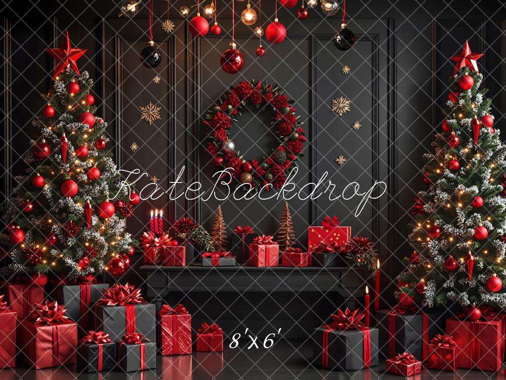 Kate Christmas Trees Wreath Presents Backdrop Designed by Mini MakeBelieve -UK