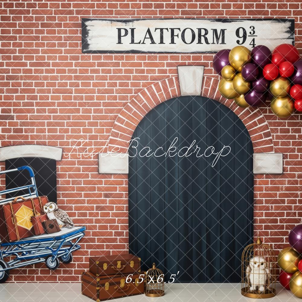 Kate Halloween Brick Wall Arch Luggage Owl Backdrop Designed by Patty Robert
