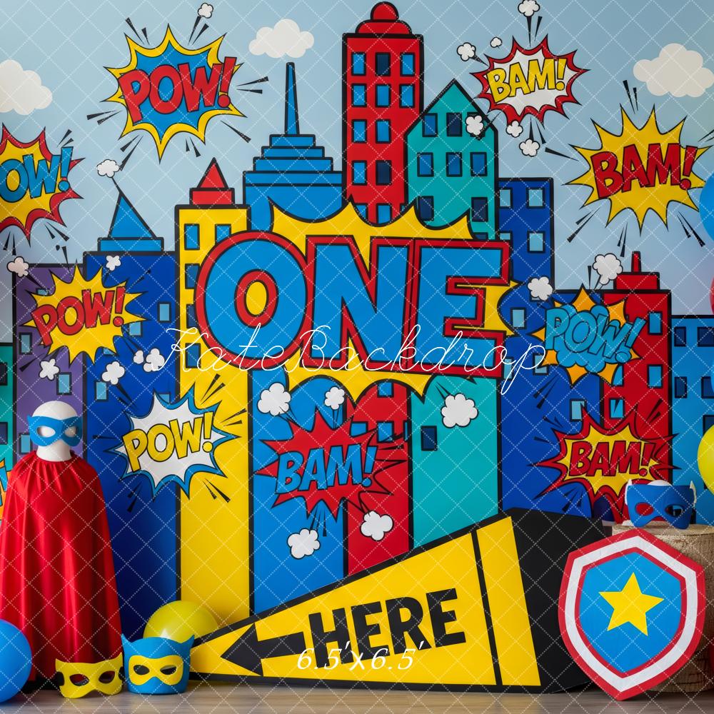 Kate Children Superhero Comic City Pow Backdrop Designed by Patty Robert