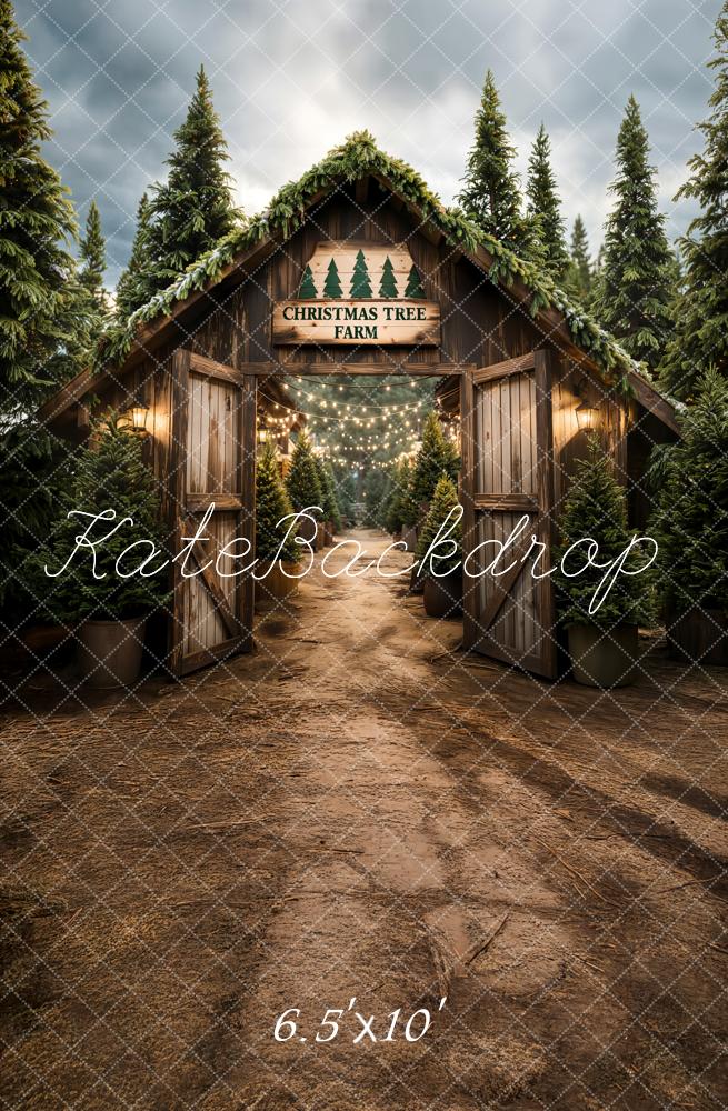 Kate Christmas Tree Farm Forest Barn Fleece Backdrop Designed by Emetselch -UK