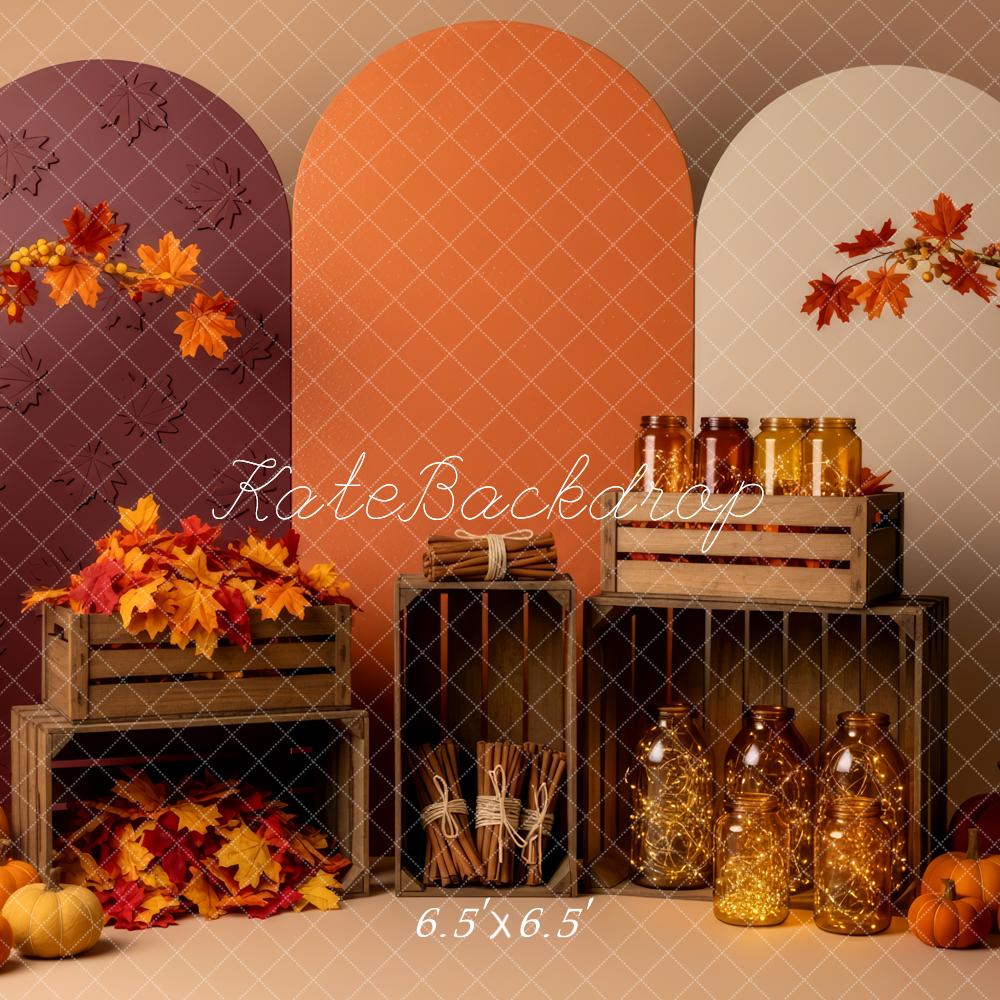 Kate Autumn Pumpkins Leaves Crates Backdrop Designed by Patty Robert