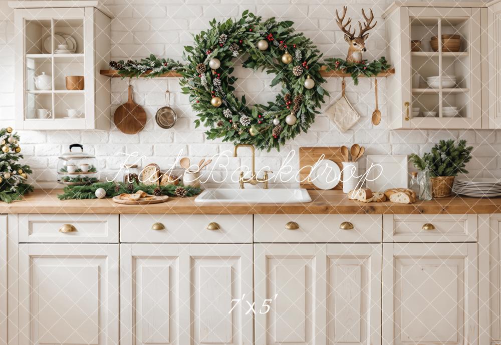 Kate Christmas Kitchen Wreath Garland Backdrop Designed by Emetselch