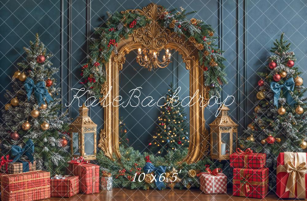 Kate Christmas Garland Mirror Trees Fleece Backdrop Designed by Emetselch -UK