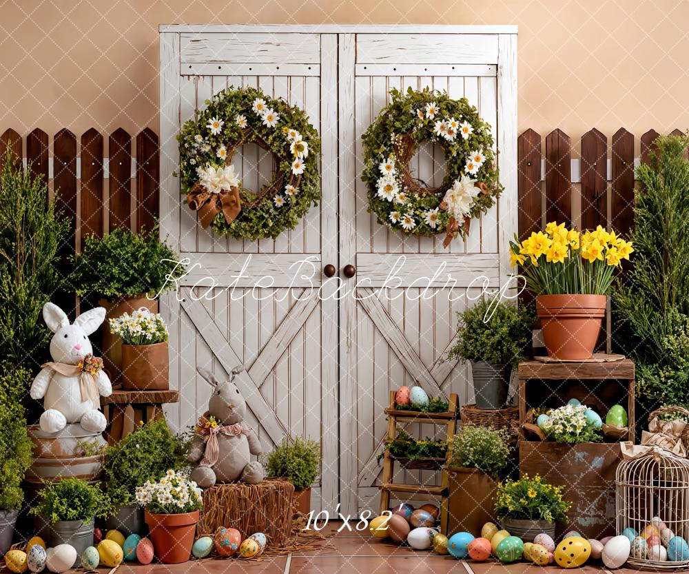 Kate Easter Bunny Eggs Spring Fleece Backdrop Designed by Emetselch