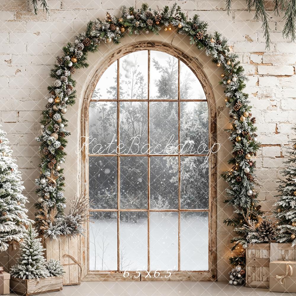 Kate Christmas Window Garland Trees Backdrop Designed by Emetselch -UK