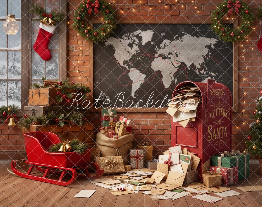 Kate Christmas Letters to Santa Mailbox Fleece Backdrop Designed by Emetselch