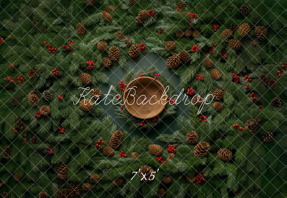 Kate Christmas Wreath Pinecones Bowl Backdrop Designed by Chain Photography