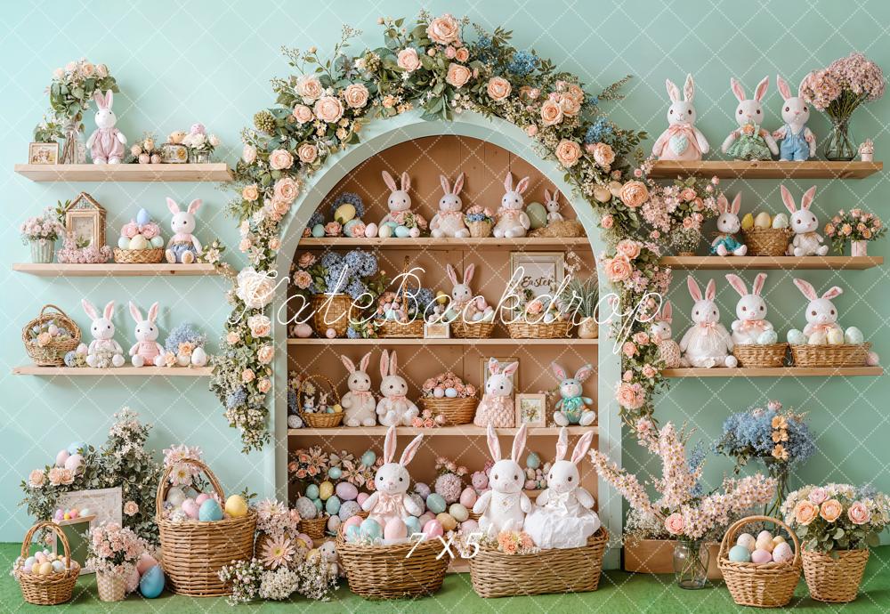 Kate Easter Bunny Floral Arch Shelves Backdrop Designed by Emetselch