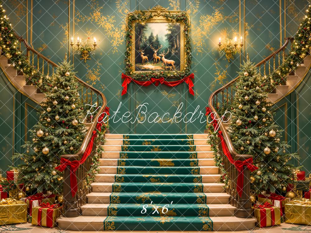 Kate Christmas Cascading Stairs Trees Gifts Backdrop Designed by Emetselch -UK