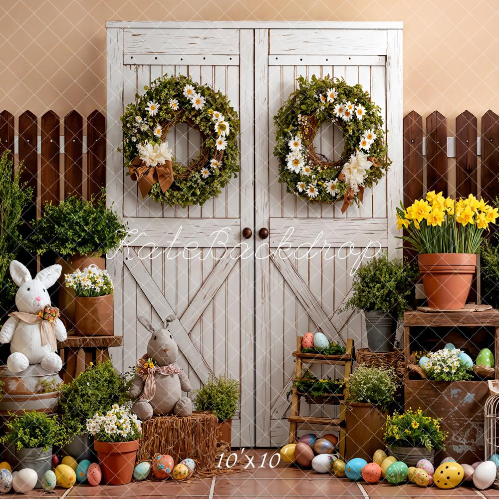 Kate Easter Bunny Floral Eggs Wreaths Backdrop Designed by Emetselch