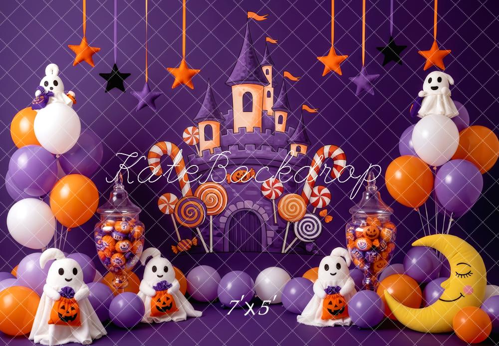 Kate Halloween Castle Candy Ghosts Balloons Backdrop Designed by Patty Robert