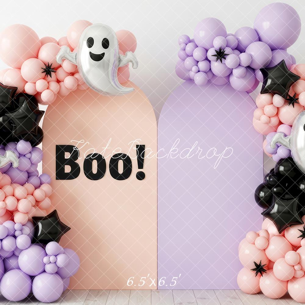 Kate Halloween Ghost Balloon Arch Pastel Backdrop Designed by Patty Robert