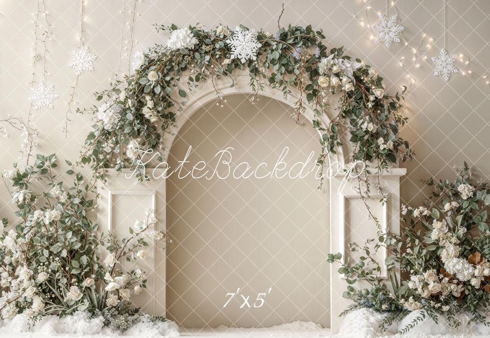 Kate Winter Flower Arch Snowflakes Backdrop Designed by Emetselch -UK