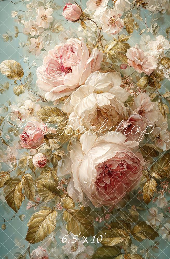 Kate Pastel Flower Roses Leaves Backdrop Designed by Emetselch