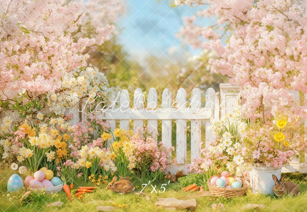 Kate Easter Bunny Eggs Garden Spring Backdrop Designed by Emetselch -UK