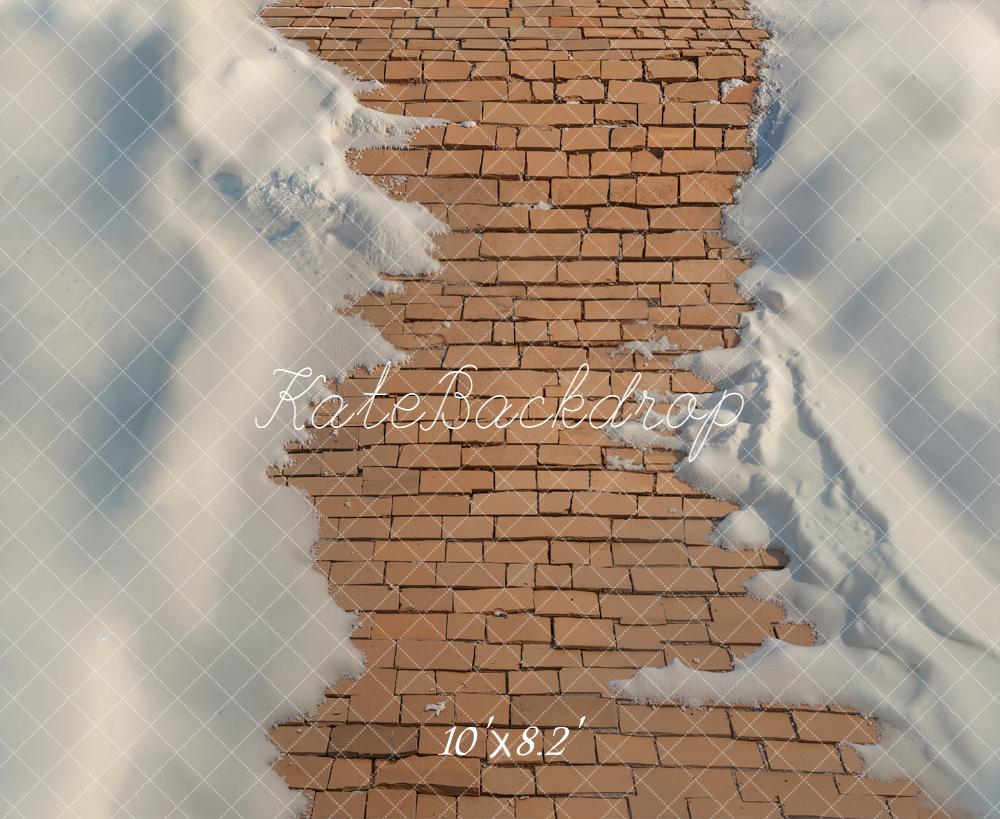 Kate Cobblestone Path Snow Floor Backdrop Designed by Emetselch -UK