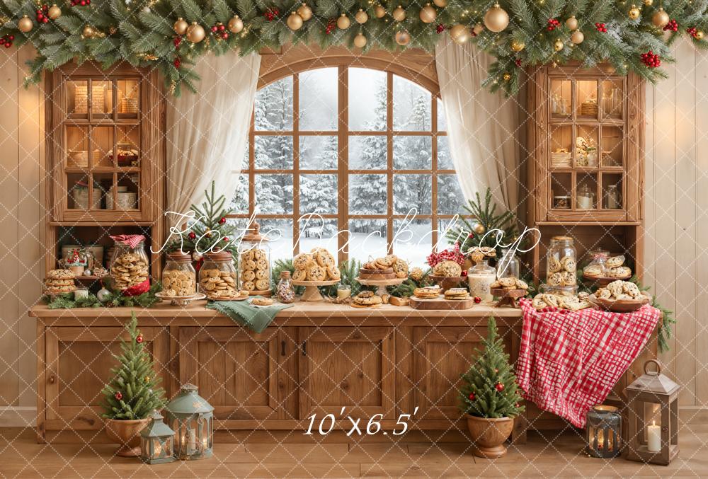 Kate Christmas Cookie Wooden Cabinet Fleece Backdrop Designed by Emetselch -UK