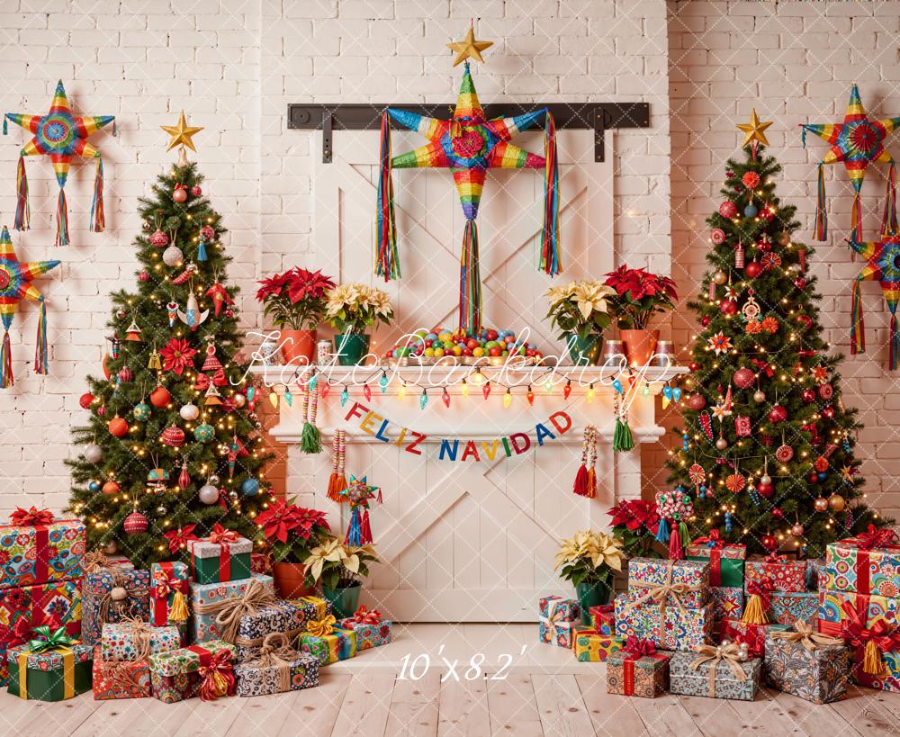 Kate Christmas Piñata Trees Presents Colourful Backdrop Designed by Emetselch -UK
