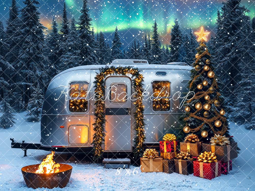 Kate Christmas Caravan Tree Snowy Forest Backdrop Designed by Mini MakeBelieve -UK