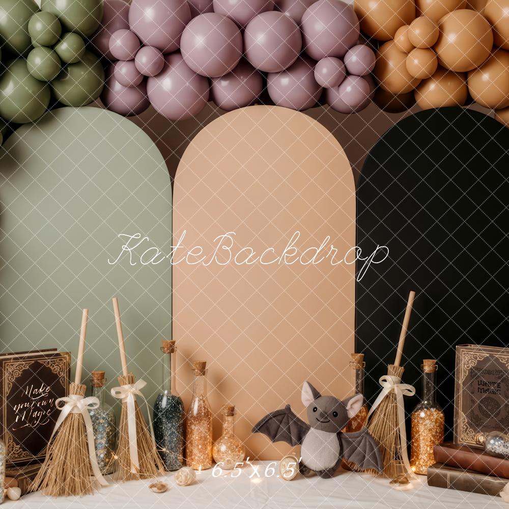 Kate Halloween Brooms Balloons Arched Panels Backdrop Designed by Patty Robert