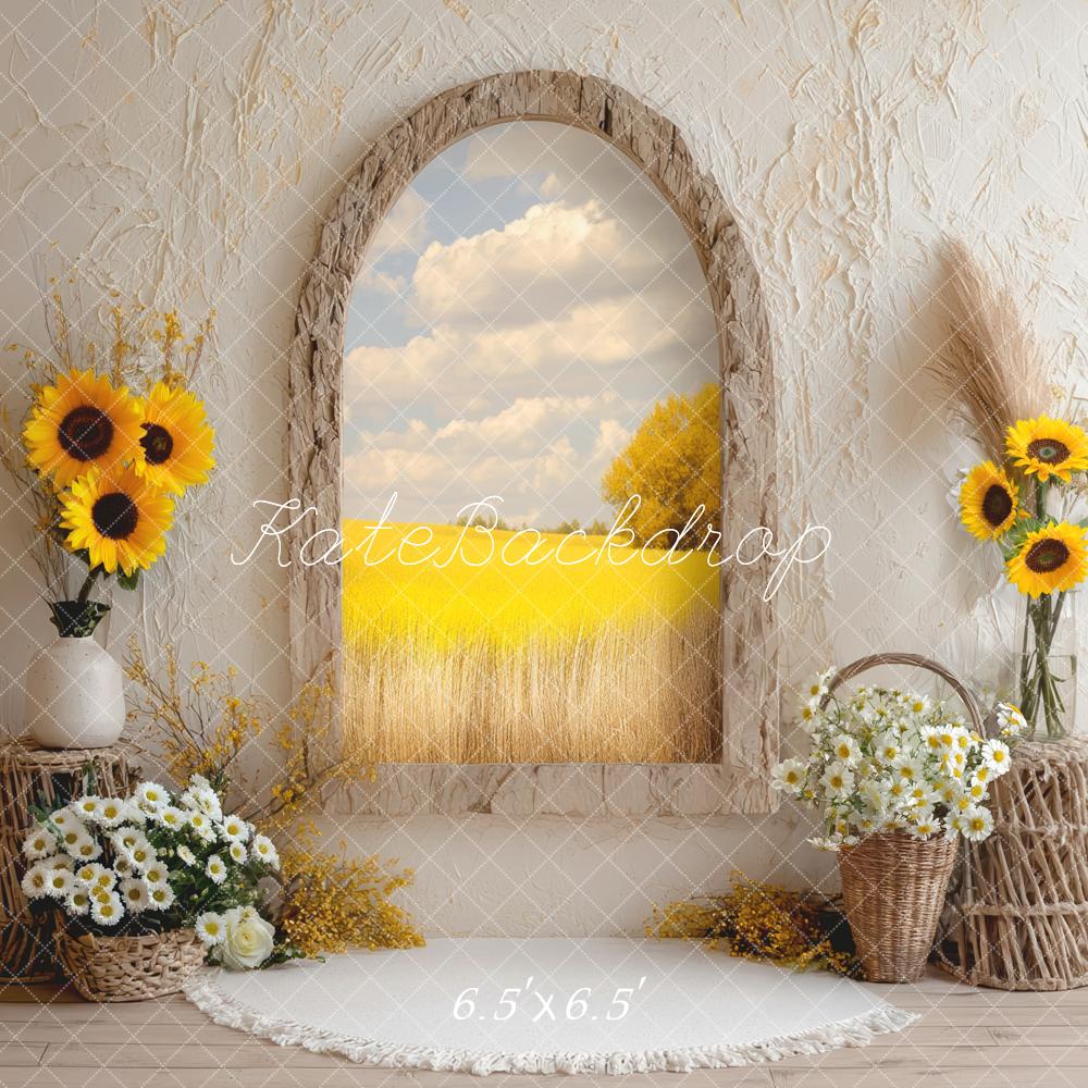 Kate Sunflower Arch Window Rustic Backdrop Designed by Mini MakeBelieve -UK