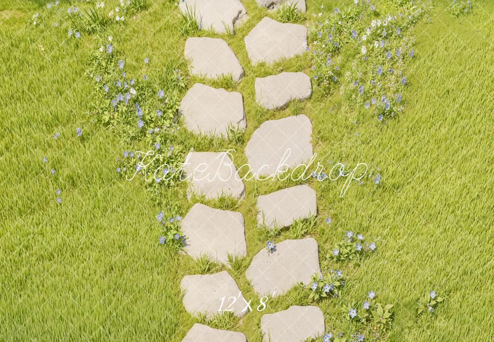 Kate Stone Path Green Grass Floor Fleece Backdrop Designed by Kate image