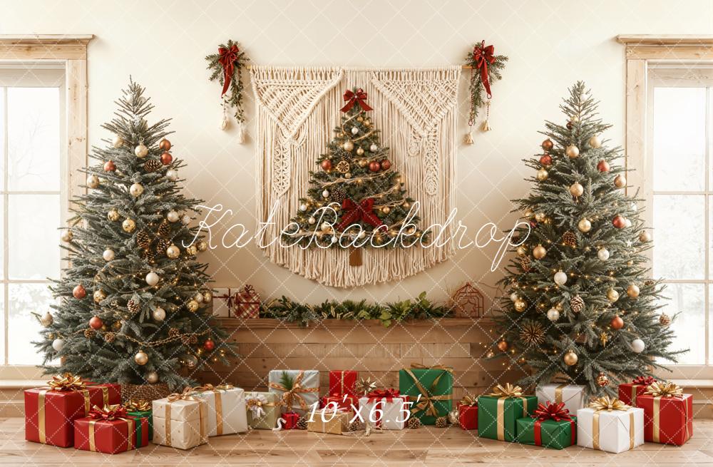 Kate Christmas Tree Gift Boxes Macrame Fleece Backdrop Designed by Emetselch -UK