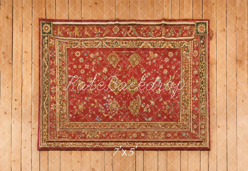 Kate Red Vintage Rug Wooden Floor Backdrop Designed by Emetselch