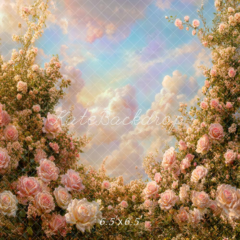 Kate Spring Floral Roses Clouds Backdrop Designed by Chain Photography