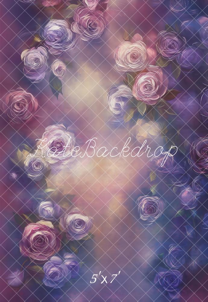 Kate Purple Rose Floral Backdrop Designed by Emetselch -UK