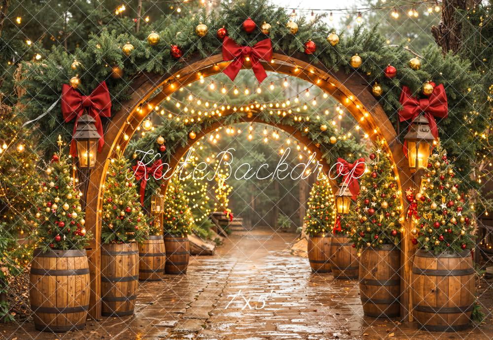 Kate Christmas Arch Garland Trees Lights Backdrop Designed by Emetselch -UK