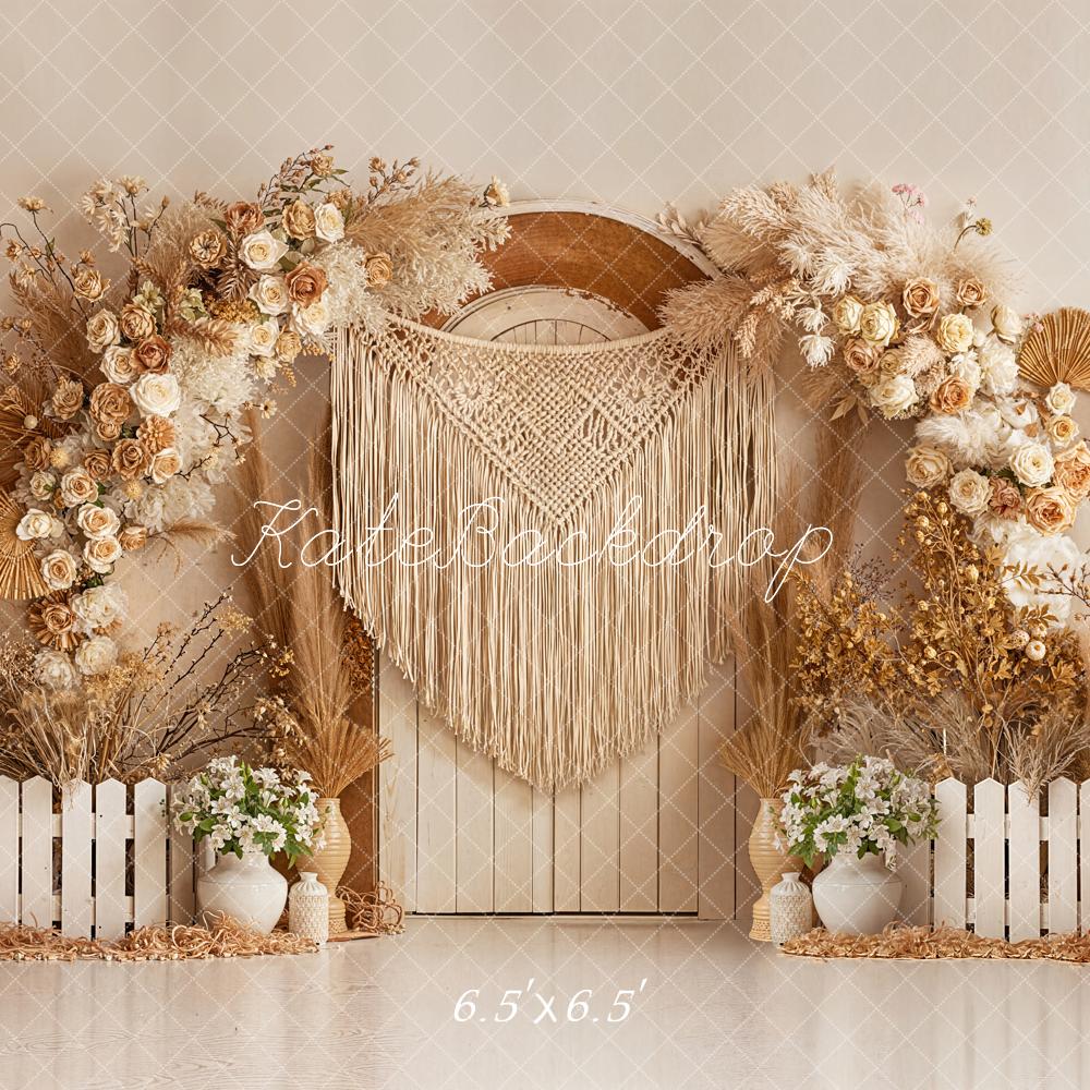Kate Boho Floral Arch Macrame Door Backdrop Designed by Emetselch