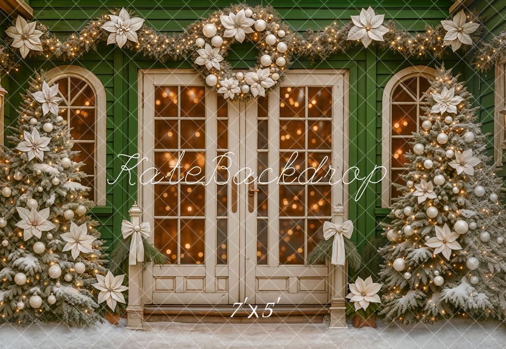 Kate Christmas Wreath Garland Trees Backdrop Designed by Ashley Paul