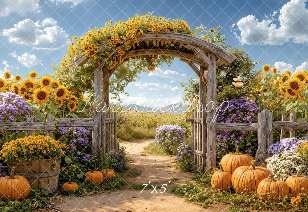 Kate Autumn Sunflower Arch Pumpkins Path Backdrop Designed by Emetselch