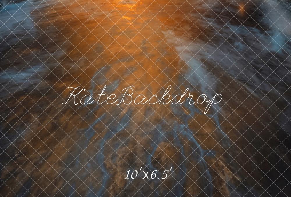 Kate Abstract Orange Blue Texture Fleece Backdrop Designed by Emetselch -UK