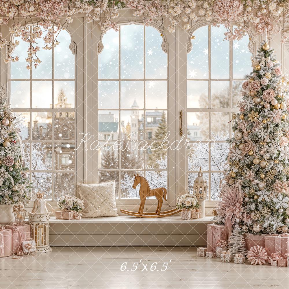Kate Christmas Trees Window Snow Backdrop Designed by Emetselch -UK