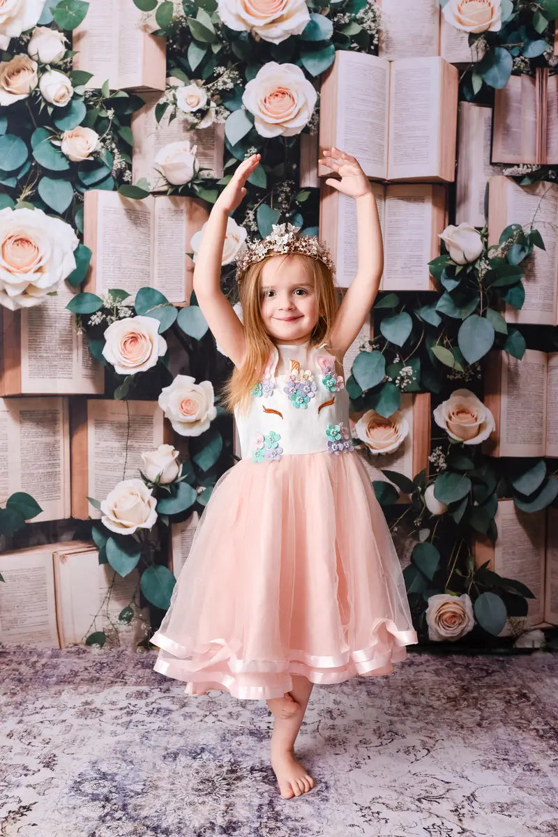 Kate Spring Vintage Books Roses Backdrop Designed by Emetselch -UK