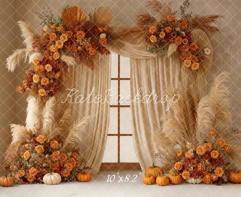 Kate Autumn Garland Pampas Pumpkins Backdrop Designed by Emetselch -UK