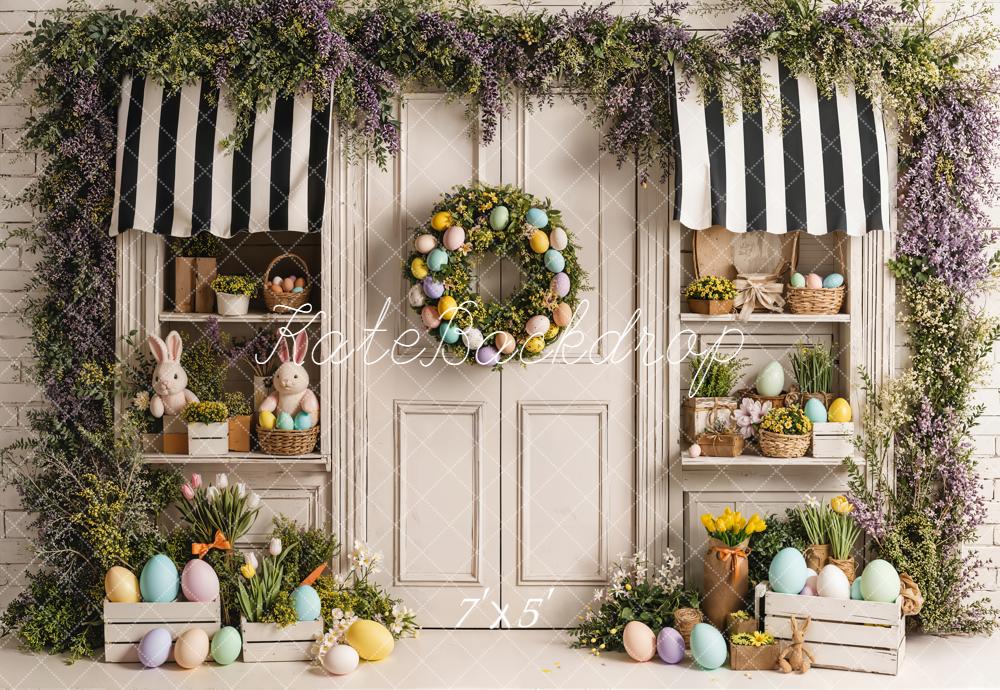Kate Easter Bunny Eggs Floral Door Backdrop Designed by Emetselch
