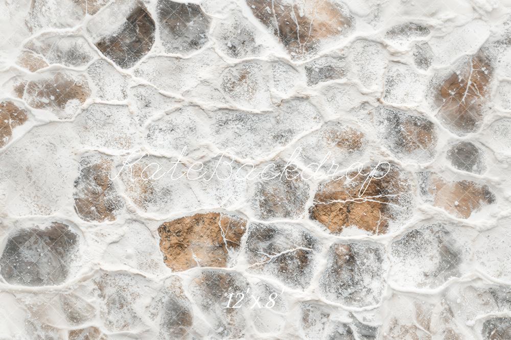 Kate Winter Vintage Cobblestone Snow Floor Fleece Backdrop Designed by Emetselch -UK