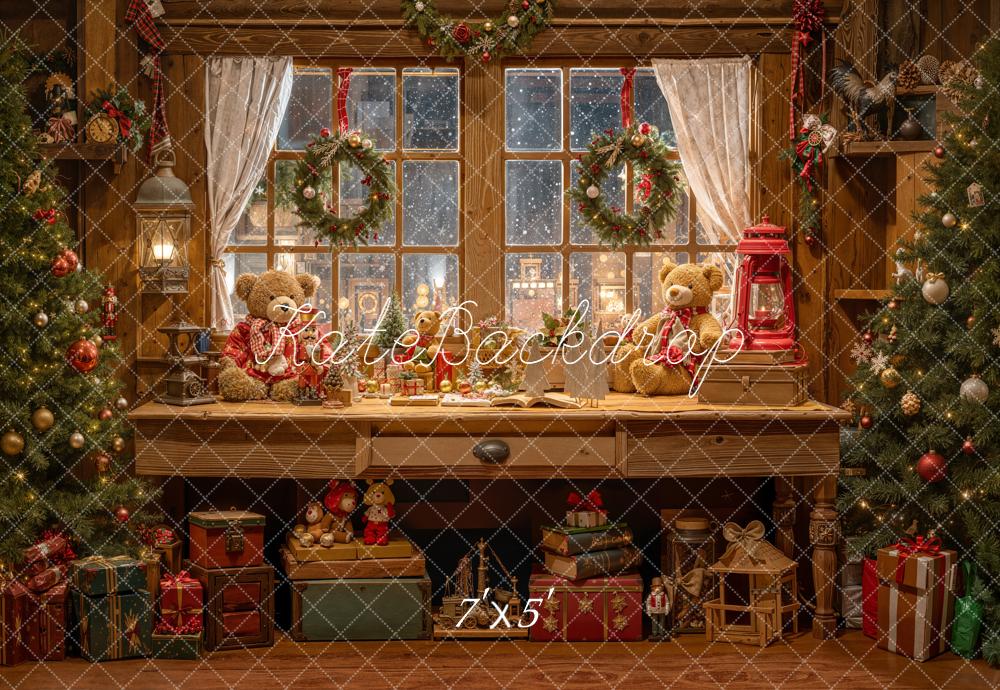 Kate Christmas Teddy Bears Window Room Backdrop Designed by Emetselch -UK