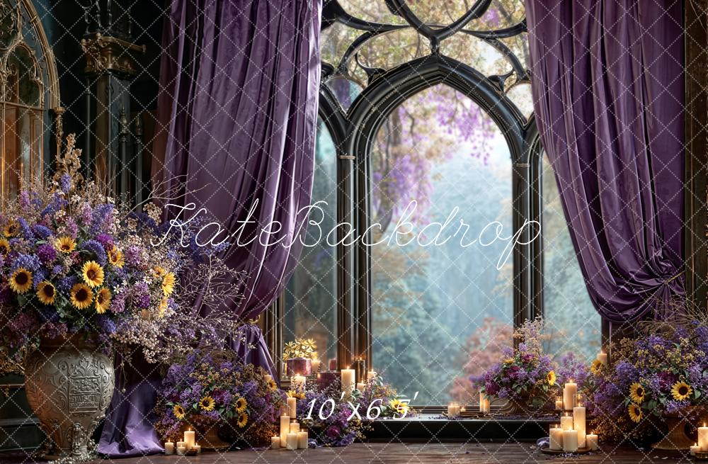 Kate Purple Curtains Candlelight Window Fleece Backdrop Designed by Emetselch -UK