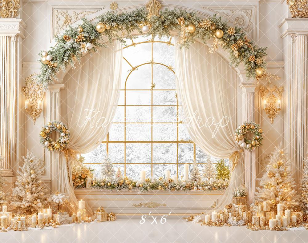 Kate Christmas Window Garland Candle Trees Fleece Backdrop Designed by Emetselch -UK