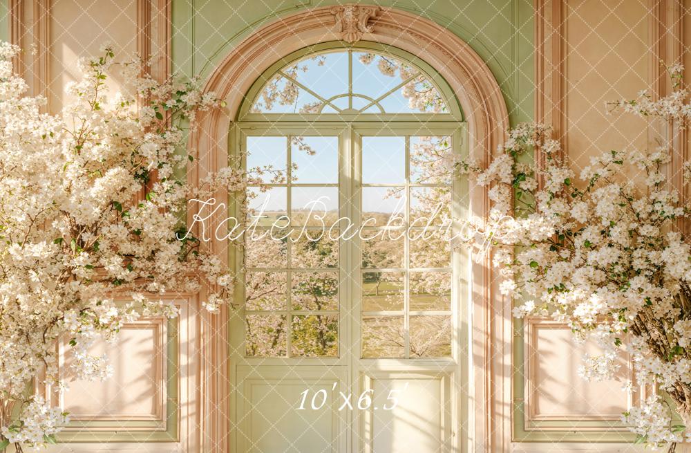 Kate Spring Arch Door White Floral Blossoms Backdrop Designed by Emetselch -UK