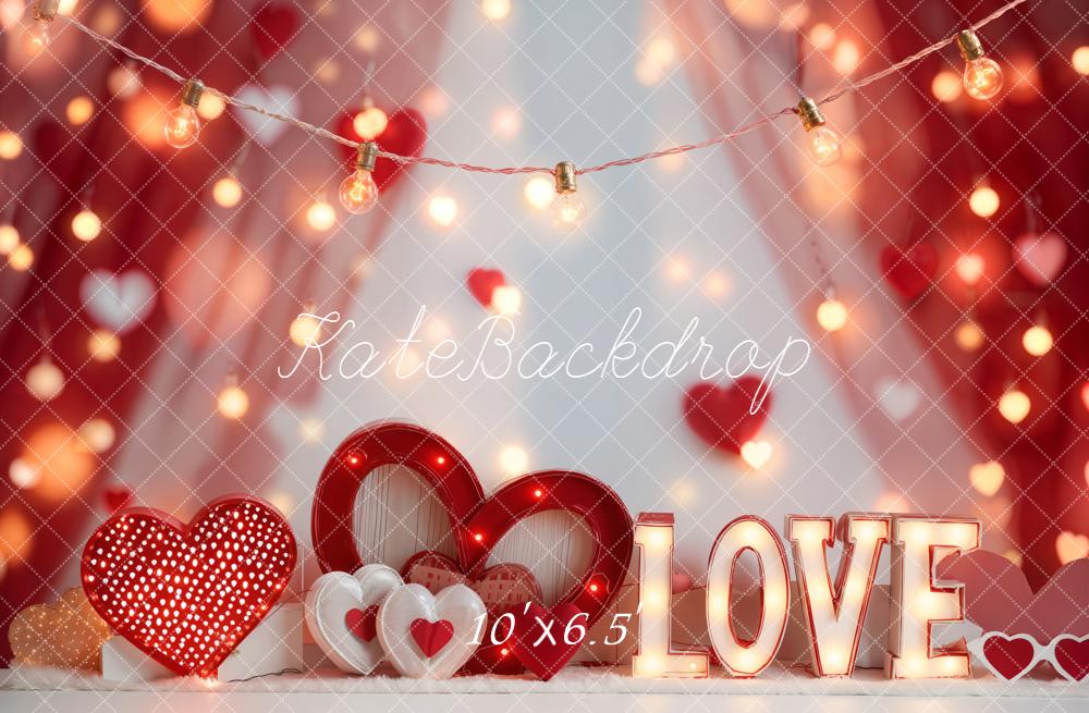 Kate Valentine Hearts Love Lights Fleece Backdrop Designed by Emetselch