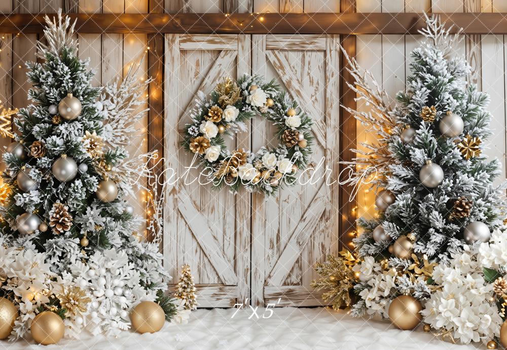 On Sale Kate Christmas Wreath Trees Rustic Door Backdrop Designed by Emetselch -UK
