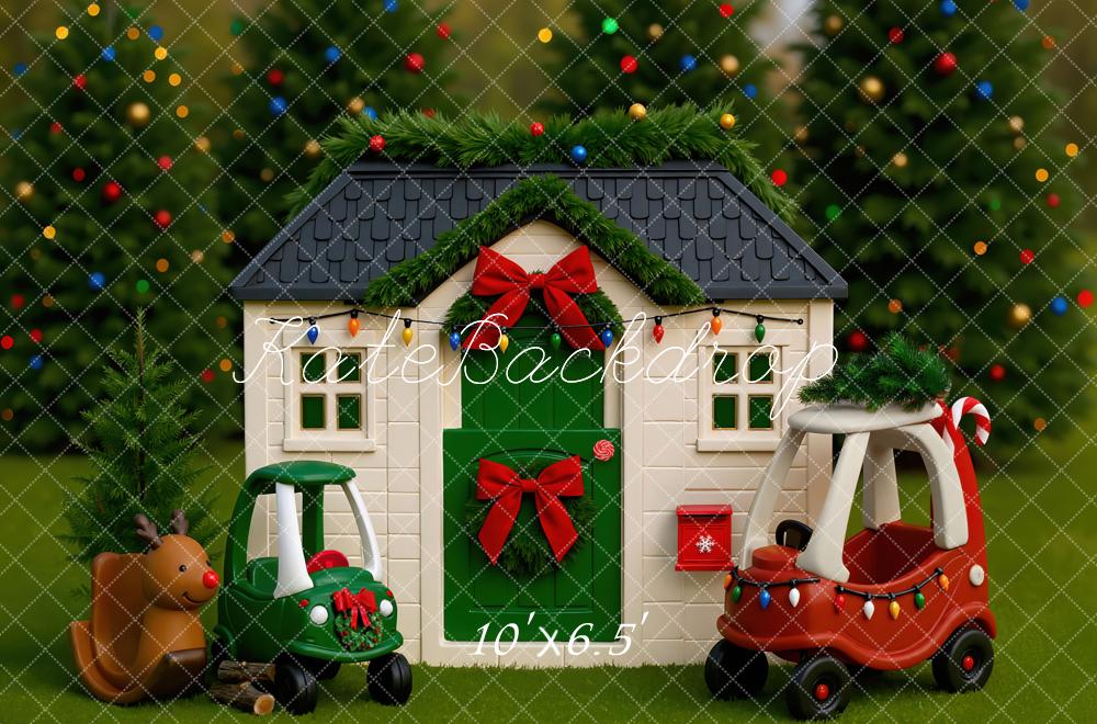 Kate Christmas Playhouse Toy Cars Garland Backdrop Designed by Mini MakeBelieve -UK