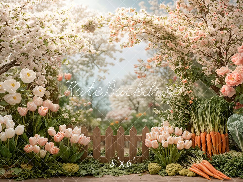Kate Spring Garden Flowers Carrots Fleece Backdrop Designed by Emetselch