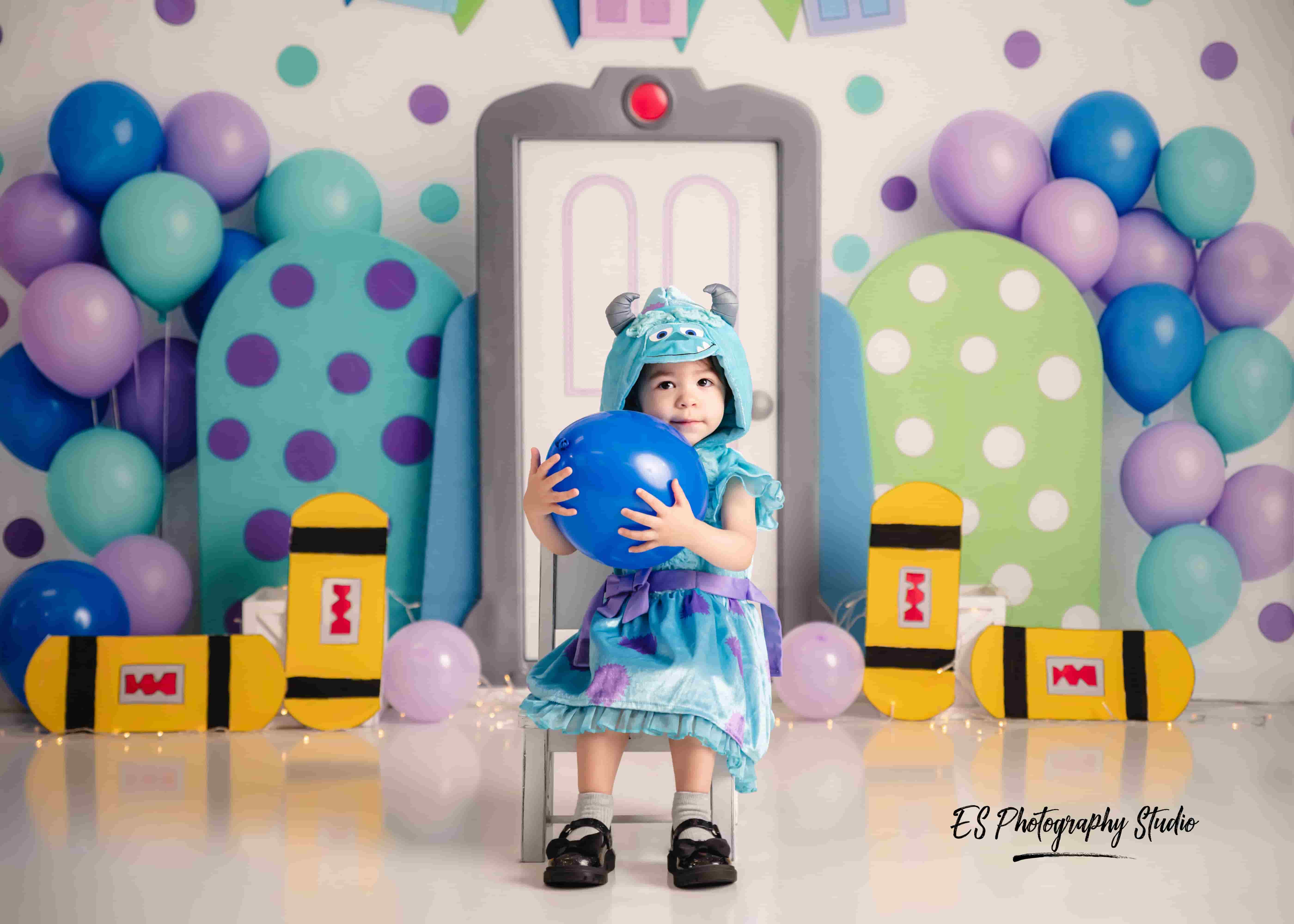 Kate Cake Smash Monster Door Balloons Backdrop Designed by Mini MakeBelieve -UK