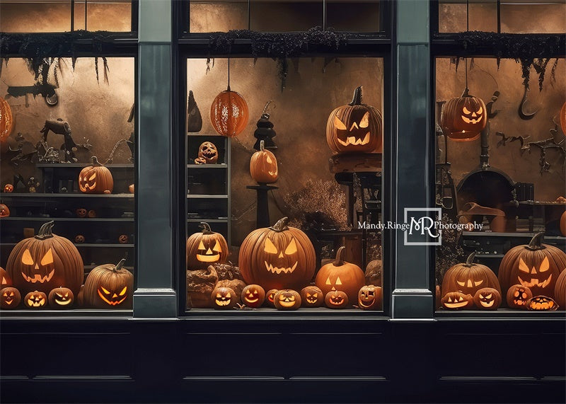 Kate Halloween Pumpkin Shoppe Storefront Backdrop Designed by Mandy Ringe Photography -UK